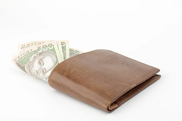 Läder väska med pengar — Stockfoto