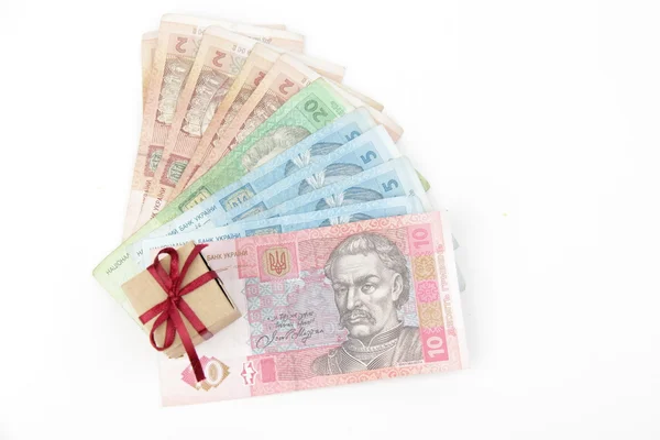 Ukrajinská peníze a dárky — Stock fotografie
