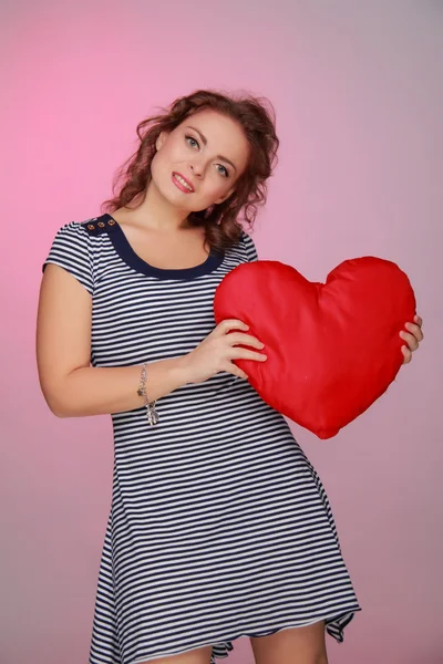 Girl with symbol of heart — Stock Photo, Image