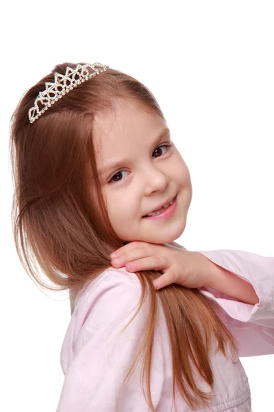 Leuk meisje met prinses kroon — Stockfoto