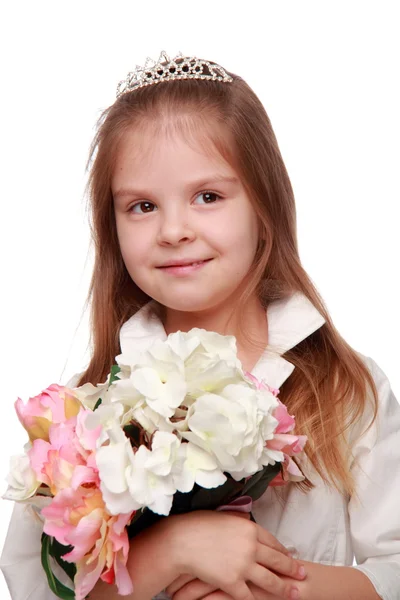Petite fille avec un bouquet — Photo