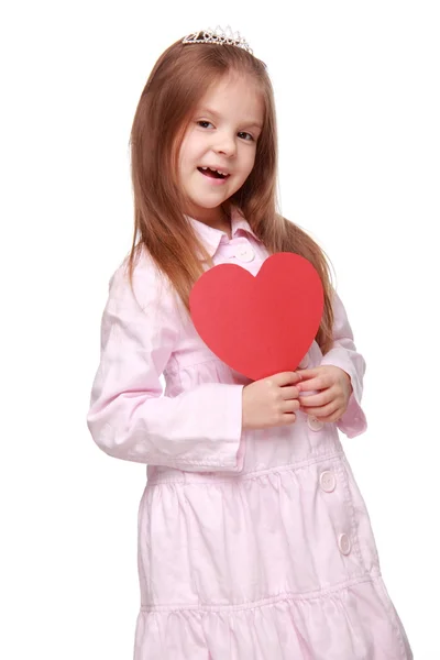Liten flicka med ett hjärta — Stockfoto