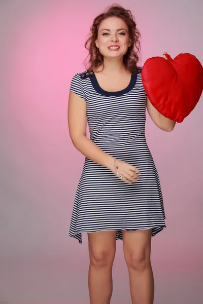 Woman with symbol of heart — Stock Photo, Image