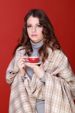 fincan çay kadınla