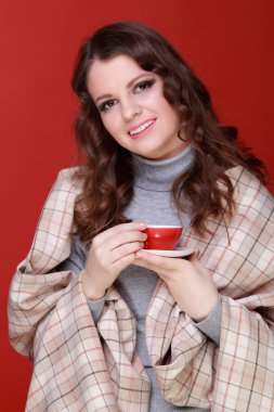 fincan çay kadınla