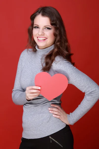 Chica con símbolo de corazón — Foto de Stock