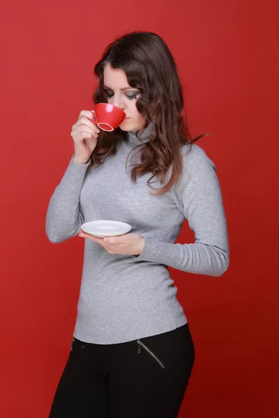 Donna con tazza di tè — Foto Stock