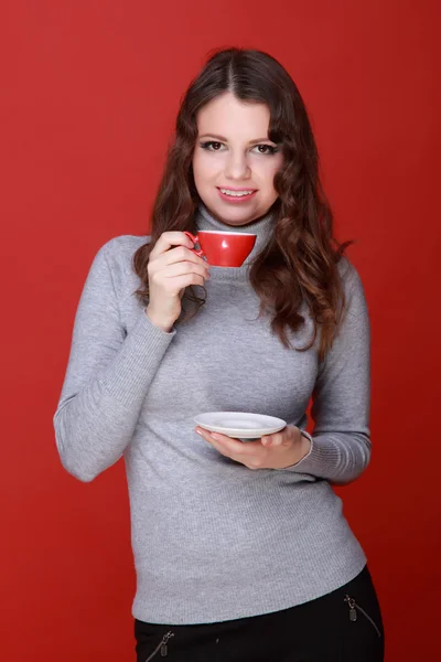 杯茶的女人 — 图库照片
