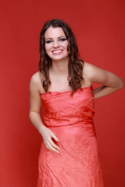 Woman in red dress — Stock Photo, Image