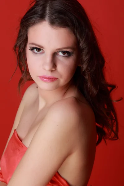 Woman in red dress — Stock Photo, Image