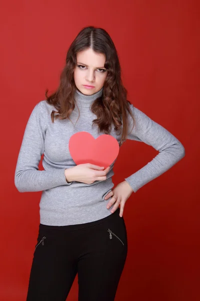 Chica con símbolo de corazón —  Fotos de Stock
