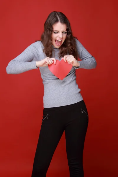 Girl with symbol of heart — Stock Photo, Image