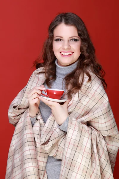 Woman with cup tea — Stock Photo, Image