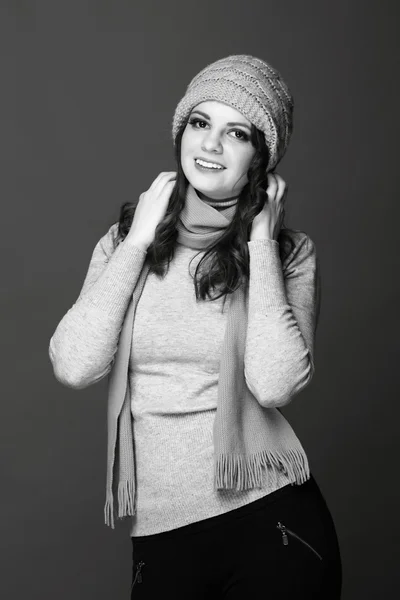 Beautiful woman in warm clothing winter