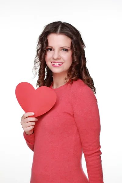 Girl with symbol of heart — Stock Photo, Image