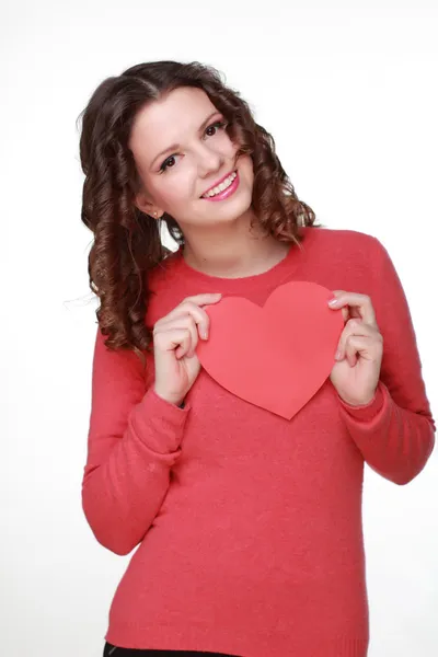 Girl with symbol of heart — Stock Photo, Image