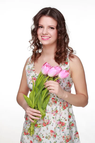 Chica con flor de primavera — Foto de Stock