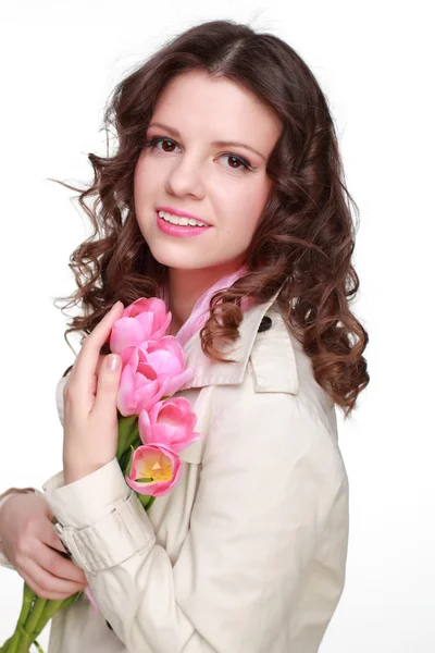 Ragazza con fiore primaverile — Foto Stock