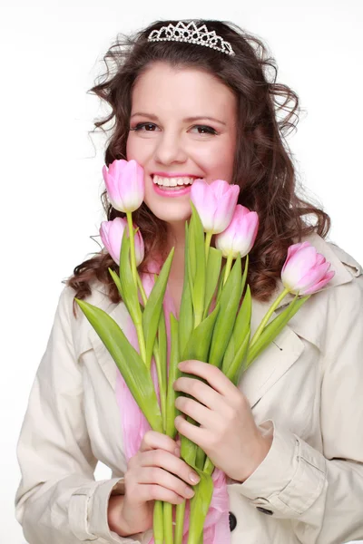 Chica con flor de primavera —  Fotos de Stock