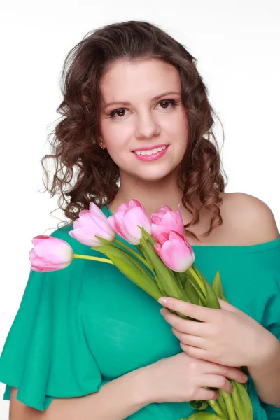 Девушка с весенним цветом — стоковое фото