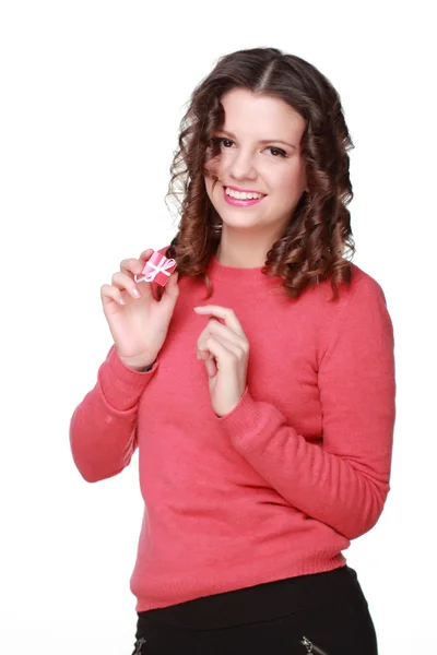 Girl with gift box. — Stock Photo, Image