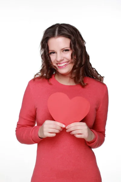 Girl with symbol of heart — Stock Photo, Image