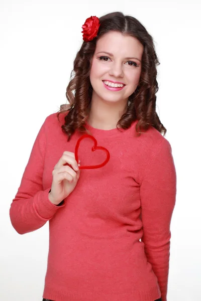 Flicka med symbol för hjärtat — Stockfoto