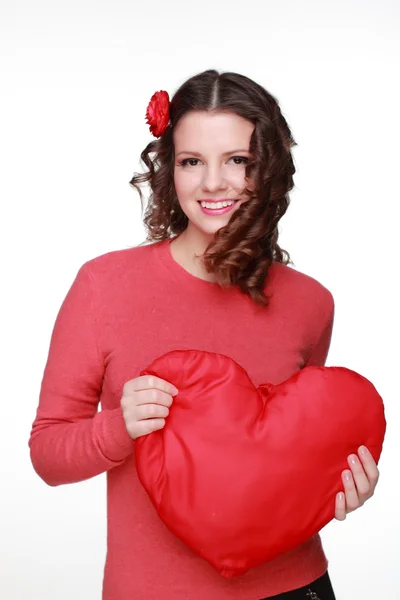 Girl with symbol of heart — Stock Photo, Image