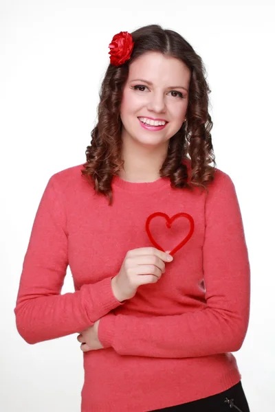 Dívka se symbolem srdce — Stock fotografie