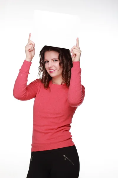 Brunette met papier in zijn handen — Stockfoto