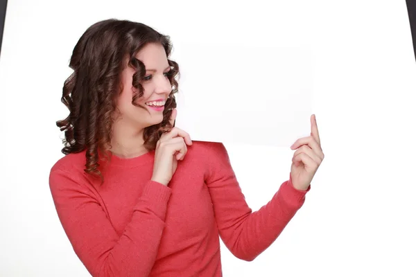 Brunette with paper in his hands — Stock Photo, Image