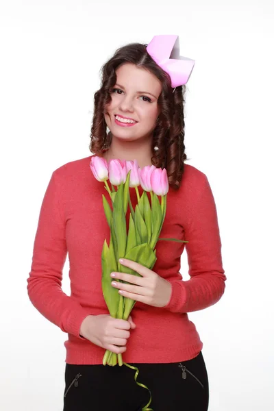 Meisje met voorjaar bloem — Stockfoto