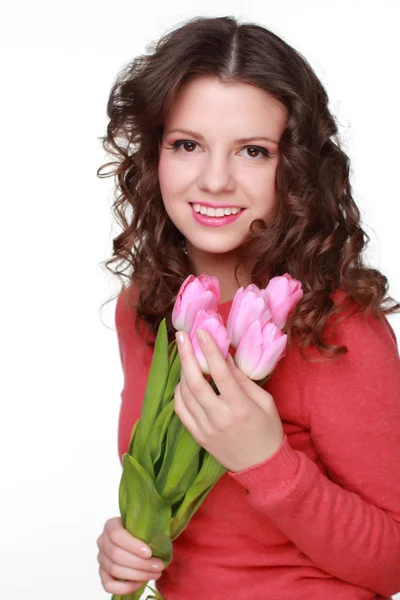 Chica con flor de primavera —  Fotos de Stock