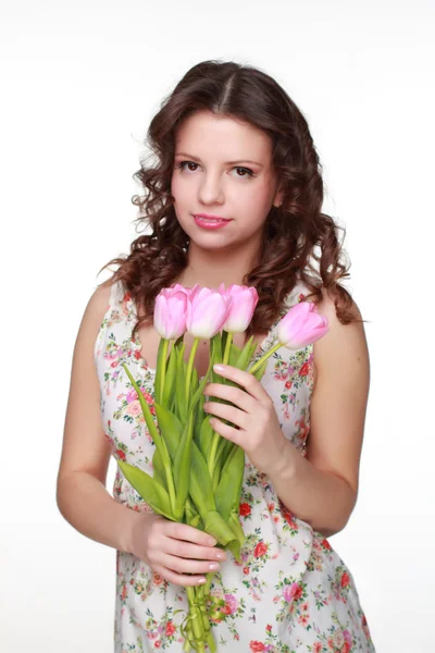 Chica con flor de primavera —  Fotos de Stock