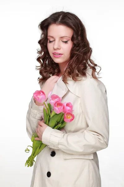 Meisje met voorjaar bloem — Stockfoto