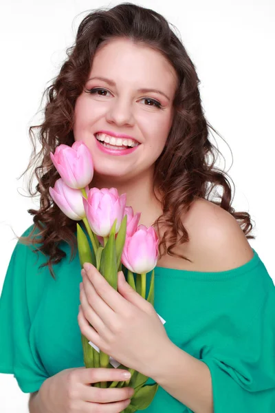 Girl with spring flower — Stock Photo, Image