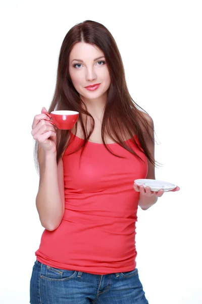 Woman with cup — Stock Photo, Image