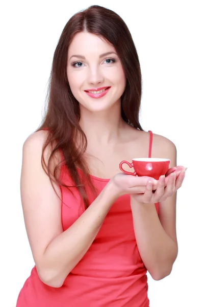 Mujer con copa roja — Foto de Stock