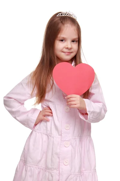 Liten flicka med ett hjärta — Stockfoto