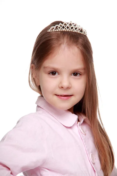 Söt tjej med prinsesskrona — Stockfoto