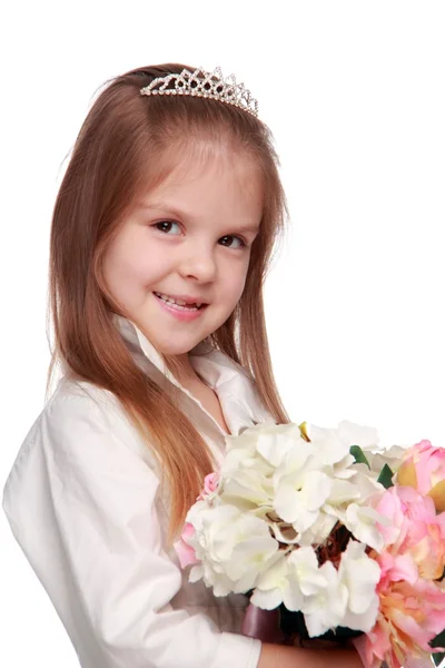 花束を持つ少女 — ストック写真