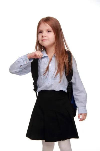 Schoolgirl with backpack — Stock Photo, Image