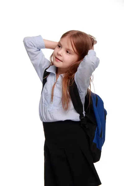 Schoolgirl with backpack — Stock Photo, Image