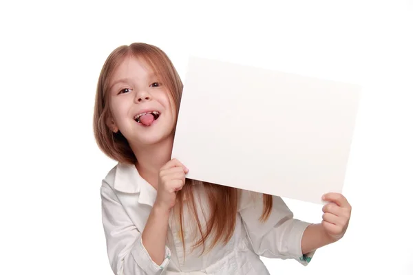 Dívka s bílou tabuli — Stock fotografie