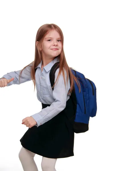 Schoolgirl with backpack — Stock Photo, Image