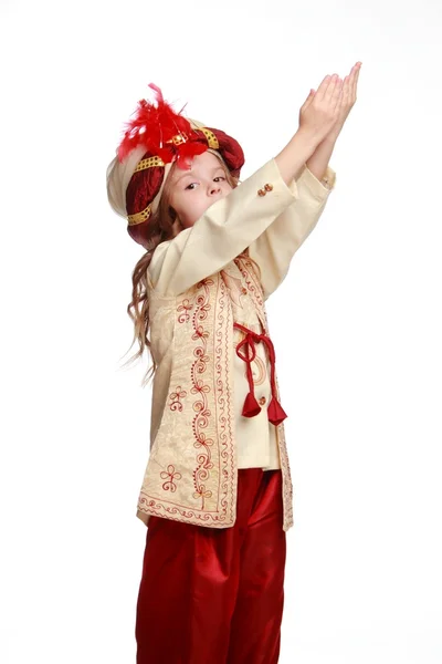 Flicka klädd som sultan — Stockfoto