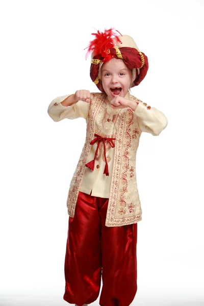 Dívka oblečená jako sultán — Stock fotografie