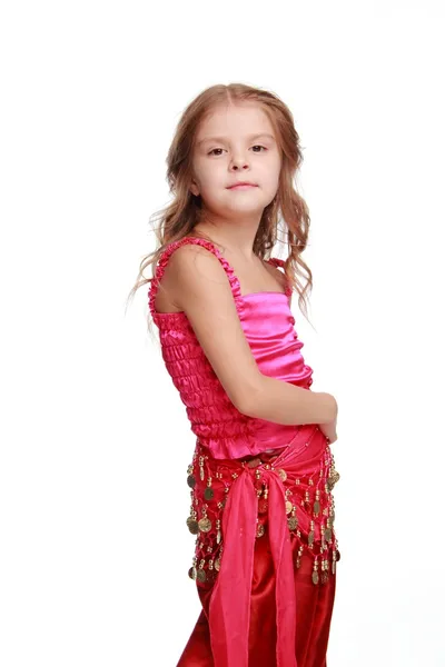 Little arabic belly-dancer on white background — Stock Photo, Image