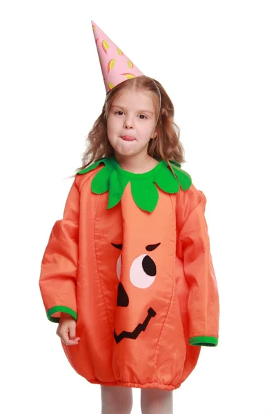 Girl dressed as a pumpkin — Stock Photo, Image