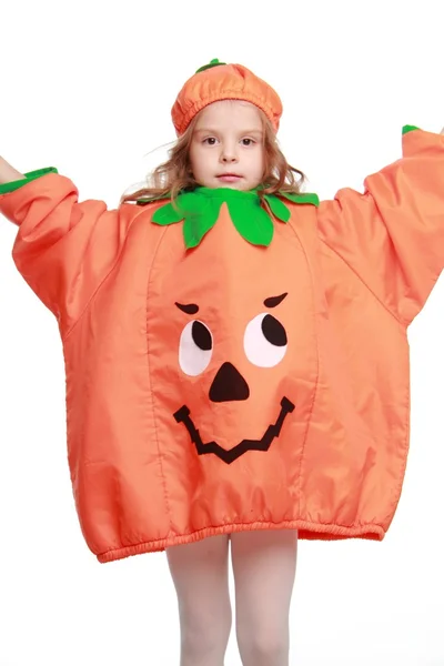 Girl dressed as a pumpkin — Stock Photo, Image